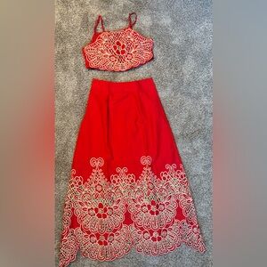 Elegant Red Lace Women Skirt